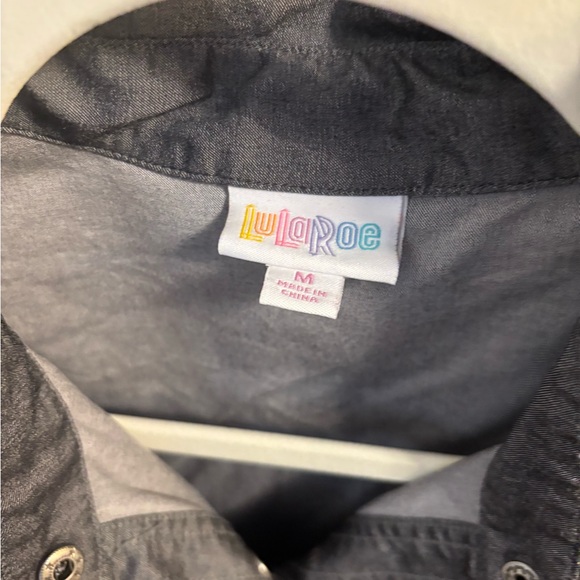 LuLaRoe Blue Button Down Shirt with Notched Collar - Picture 2 of 2